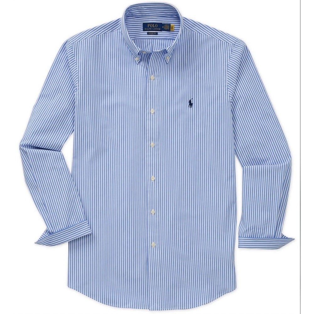 NWT Polo Ralph Lauren Men Classic Button Down Oxford Poplin Shirt Pinstripe 2XLT
